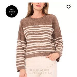 1st State Striped Brown and White Women's Sweater